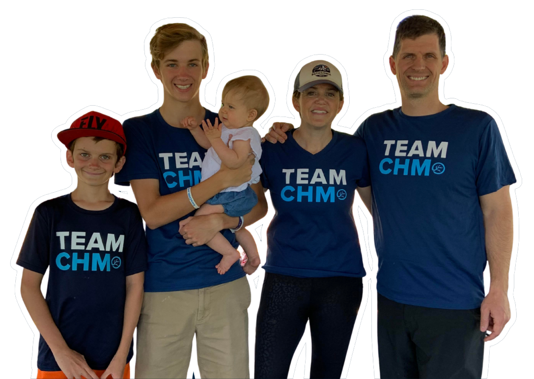 Family of five in Team CHM gear.