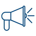 Dark blue megaphone icon.