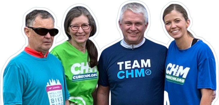 Neal and Jeanette Bench with a father-daughter duo from Team CHM, who all participated in the Million Dollar Bike Ride.